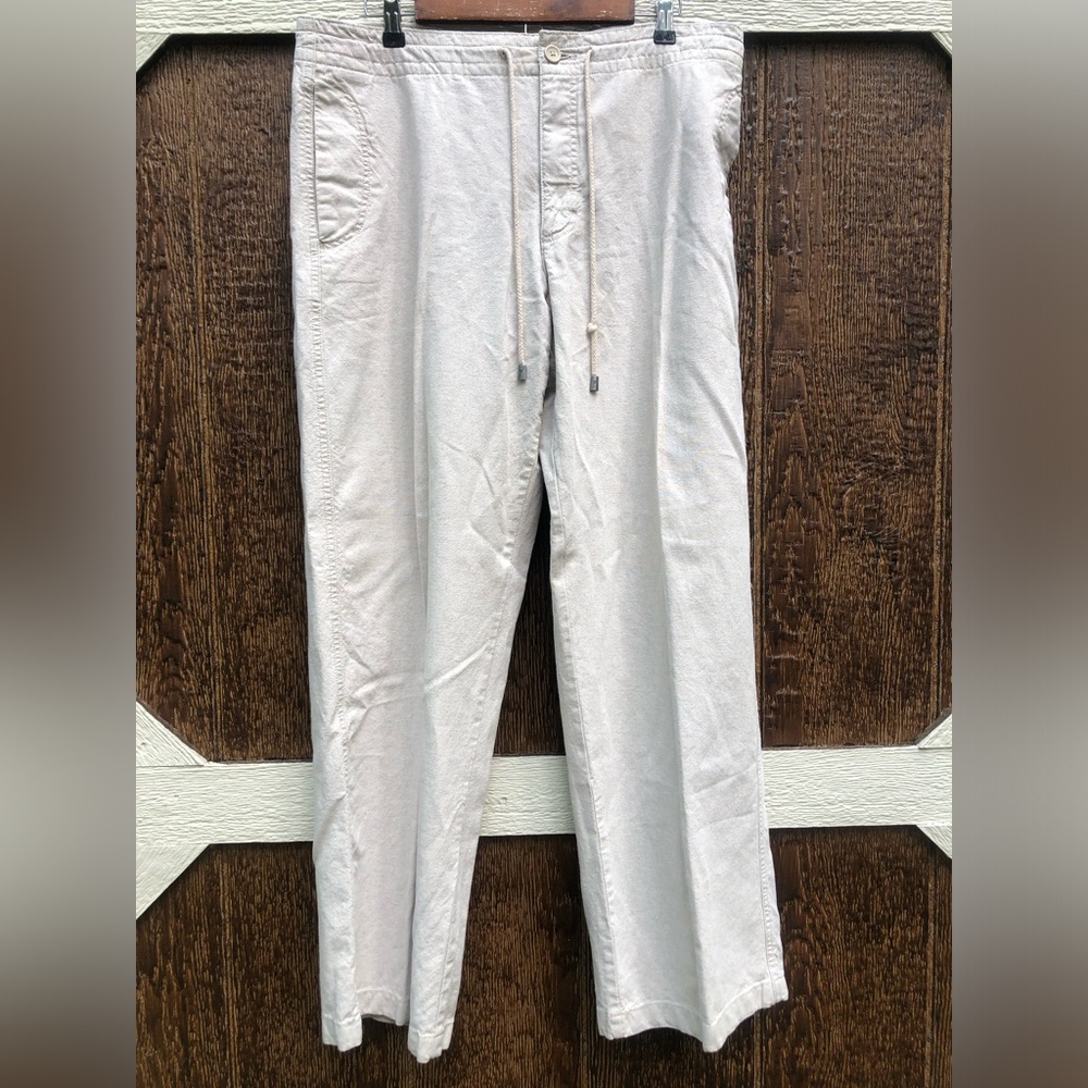 Marc Anthony Beige Linen Blend  Drawstring Casual Pants Men’s 38/32